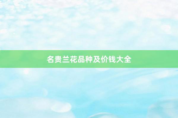 名贵兰花品种及价钱大全